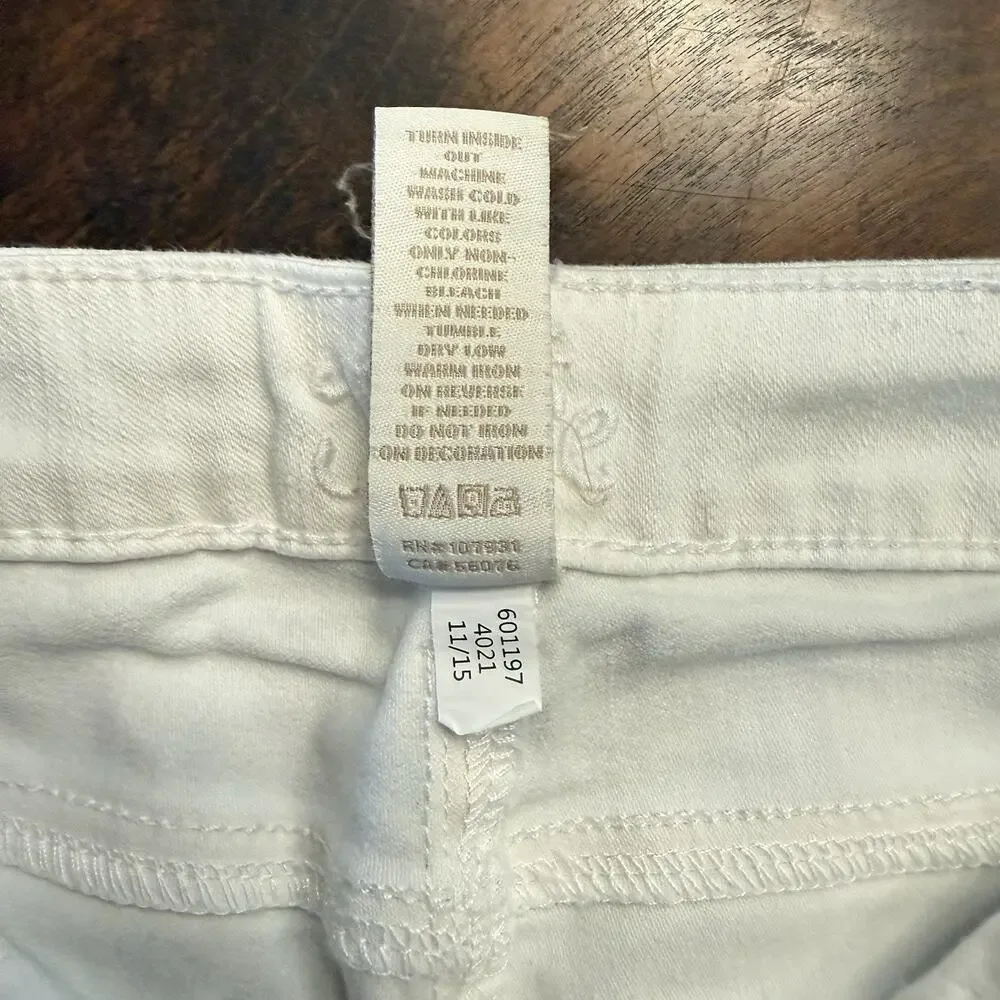Justice Girls Sz 12 Slim White Bermuda Shorts 5 pocket roll leg belt loops EUC